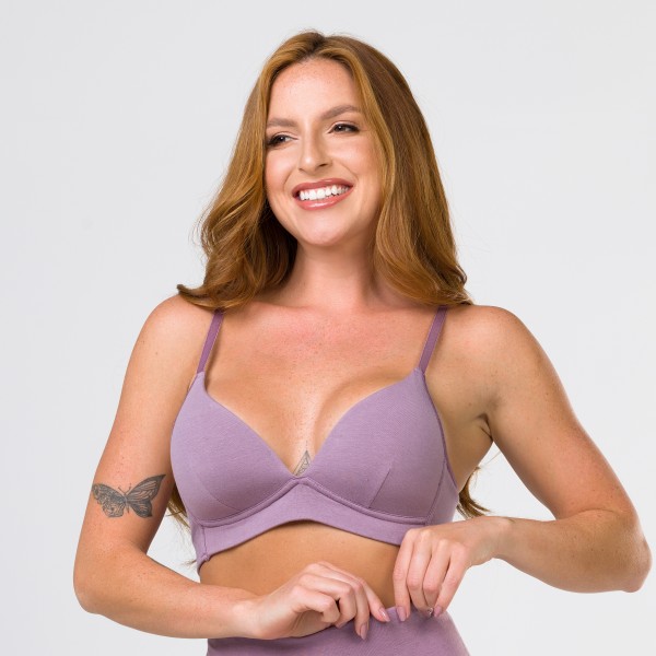 Sutiã com Bojo Flexível, SEM Aro Formato Triangulo Algodão Egípcio Satim