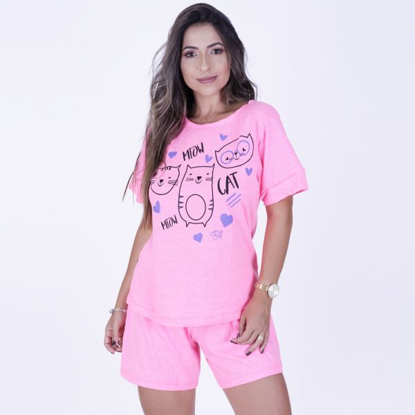 Pijama Curto Careca Gato