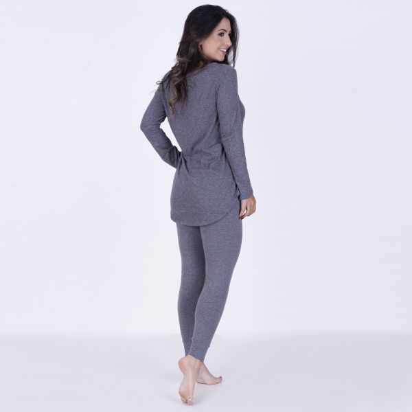 Pijama Algodão Bicolor com Legging cinza com pink