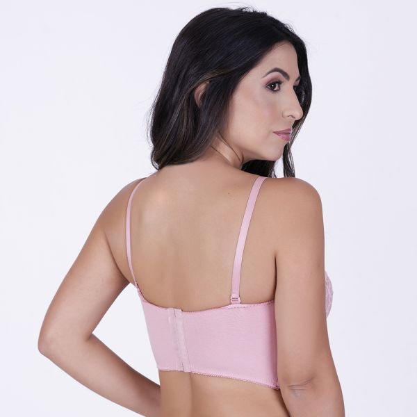 Sutiã Cropped tomara que caia com alca removível em renda Romance