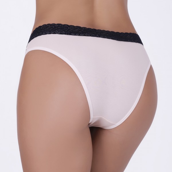 Tanga Nude Renda Poá Preta em Algodão Egípcio