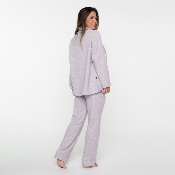 Conjunto Plush Boucle com Bolso e gola com cadarço