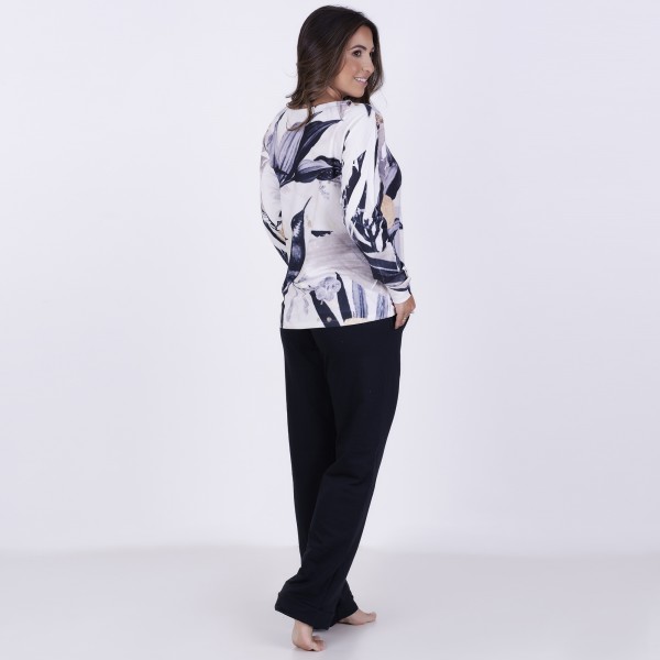 Pijama Feminino Moletim Longo Estampado