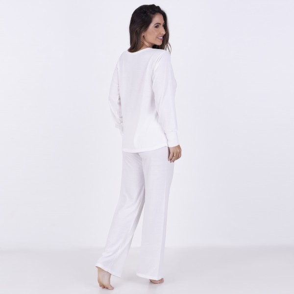 Pijama Longo em algodão Liso
