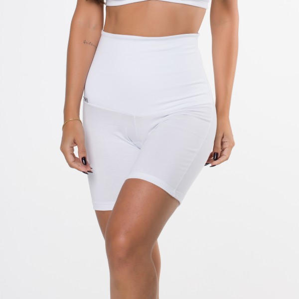 Bermuda de Compressão Branco em Algodão Egípcio