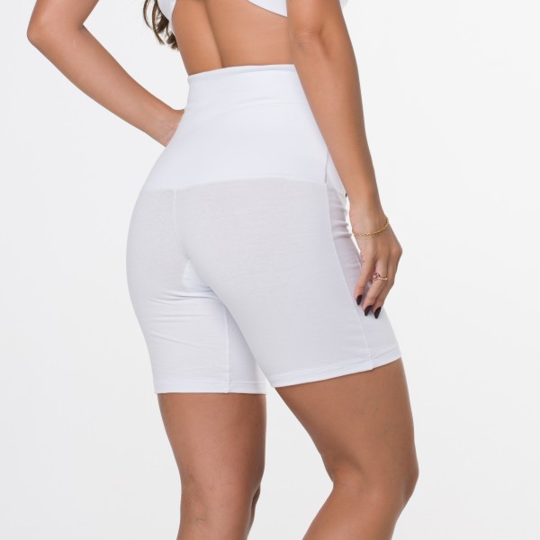 Bermuda de Compressão Branco em Algodão Egípcio