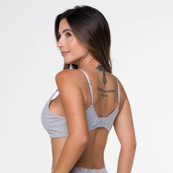 Sutiã Básico Mescla Claro em Algodão Egípcio sem Bojo