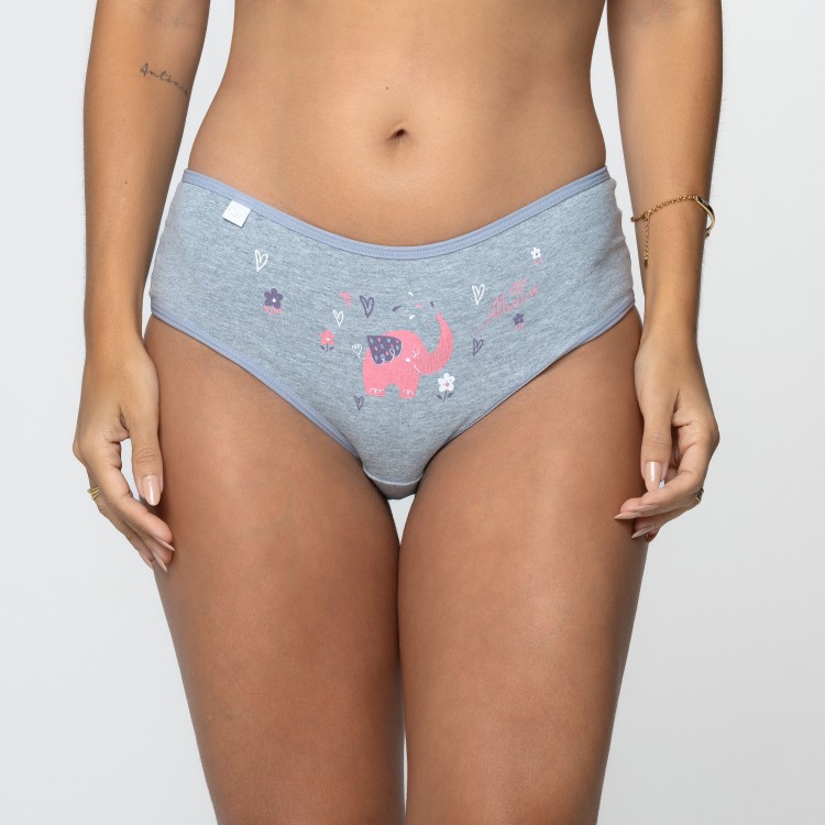 Calçola Estampada Cinza em Algodão Egípcio