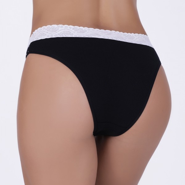 Tanga Renda Poá Preta em Algodão Egípcio