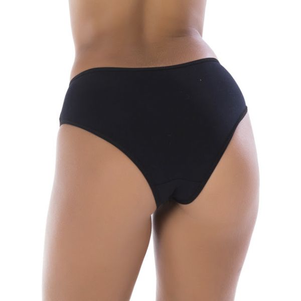 Calcinha Barra Renda Superior Preto em Algodão Egípcio