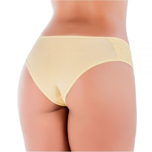 Tangão Lateral Renda Forrada Amarelo em Algodão Egípcio